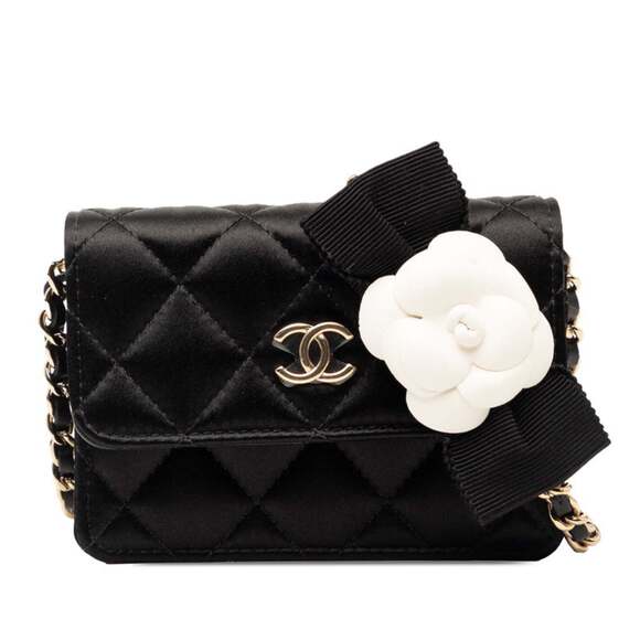 CHANEL Handbags - CHANEL Black Leather Logo Wallet
